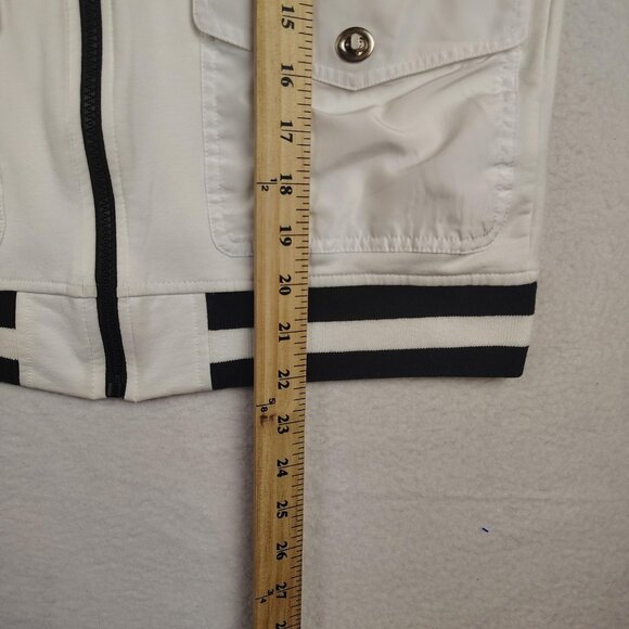 Lauren Ralph Lauren Sporty Bomber Jacket Womens sz M White Zip Preppy - Picture 9 of 11